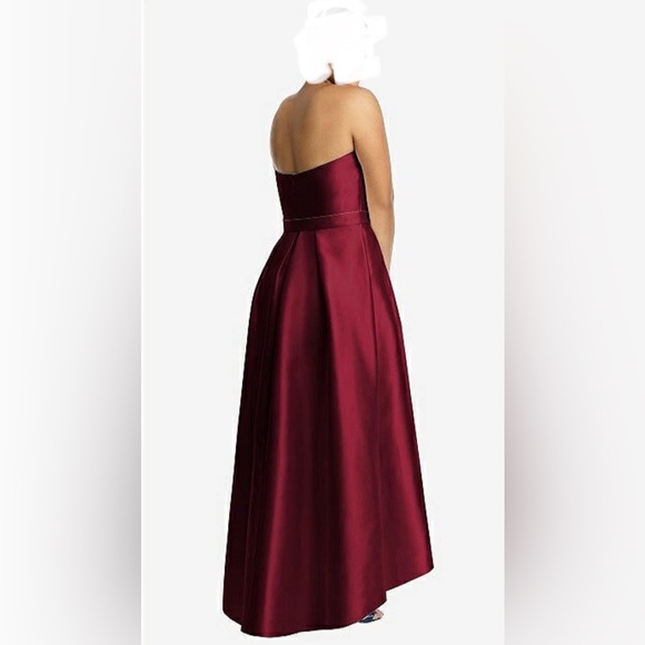 Alfred Sung Claret Red Sleeveless Sweetheart Neck
High-Low Gown with Pockets. - Picture 2 of 2